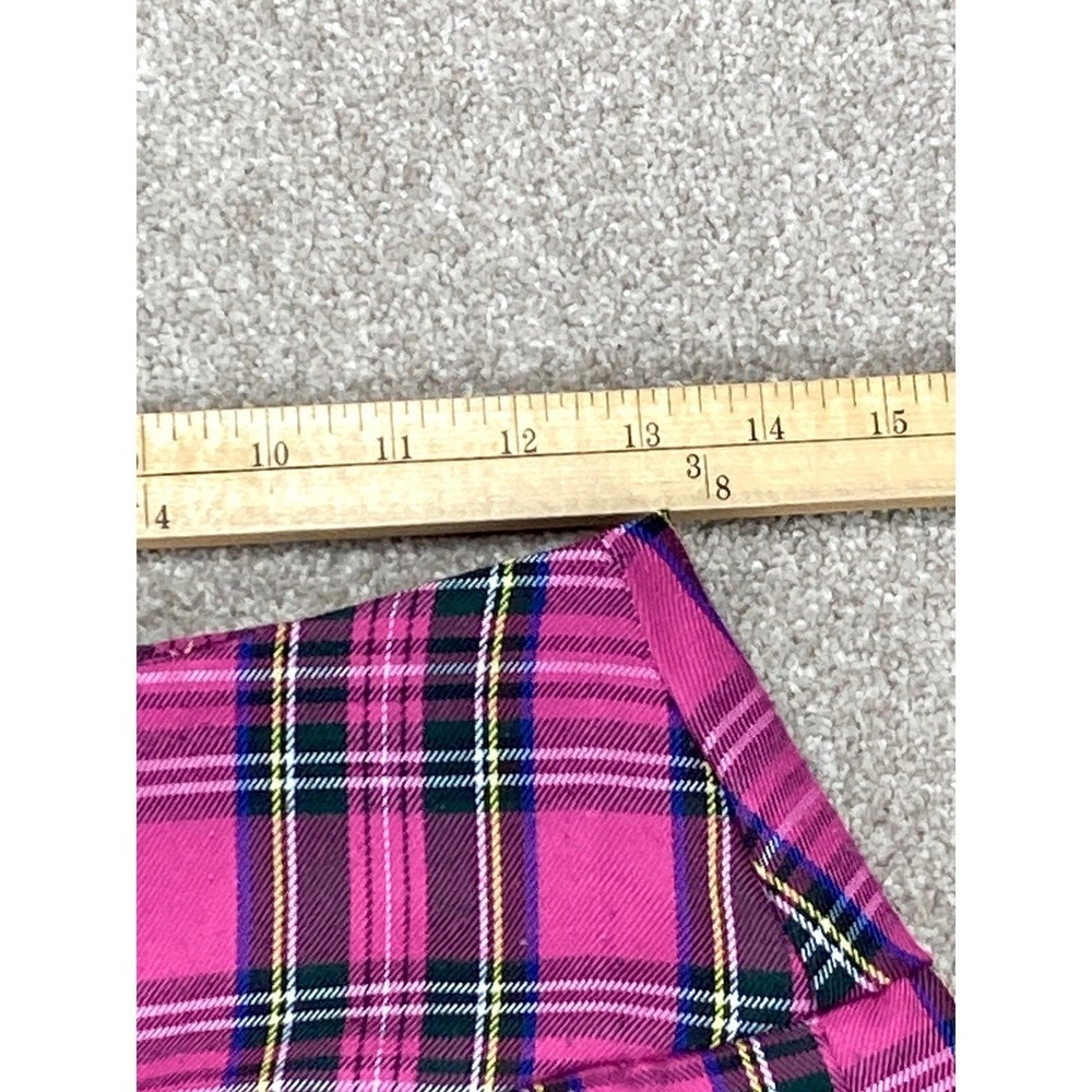 Lace Trim Pleated Plaid Academia Mini Skirt Womens S Pink Black Coquette Grunge - Picture 7 of 9